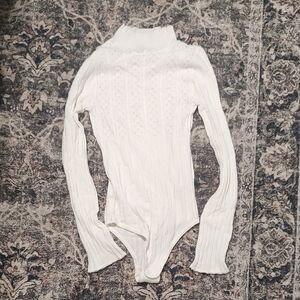Elegant White Turtleneck Bodysuit
